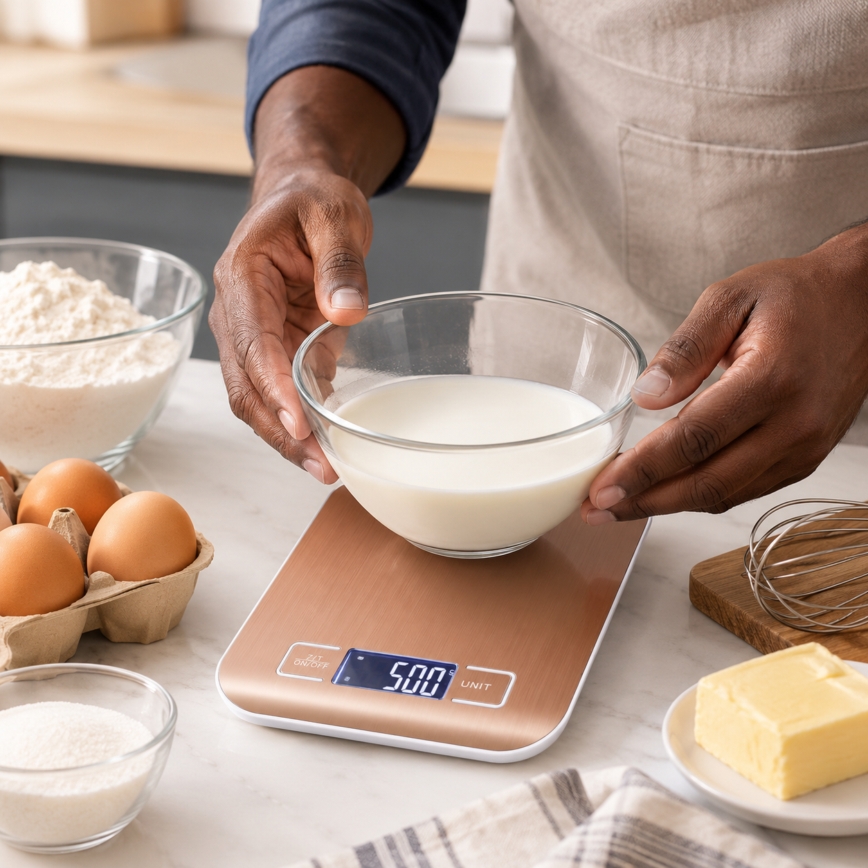 Balance de Cuisine numérique pesant bol lait