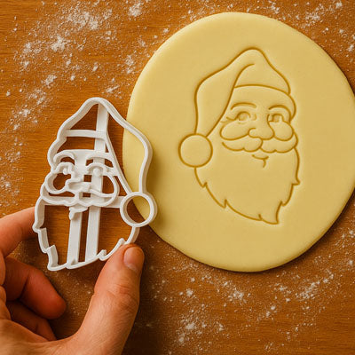 Emporte pièce Père Noël pour biscuits de Noël avec motif détaillé