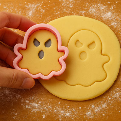 Emporte pièce halloween découpant une pâte à biscuit