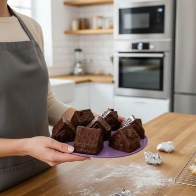 Gâteaux maison en forme de maisons démoulés de moules en silicone
