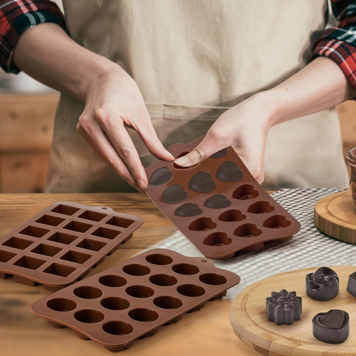 Moule silicone demoulage chocolats en forme de coeur