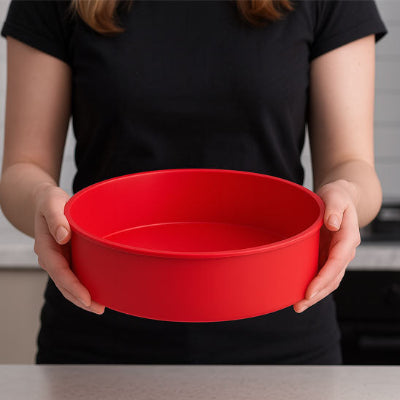 Moules en silicone à gâteau rond rouge antiadhesif facile à demouler.