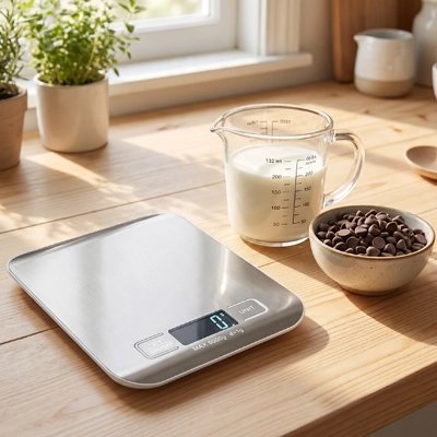 Balance Cuisine numérique en acier inoxydable avec bol doseur et verre gradué