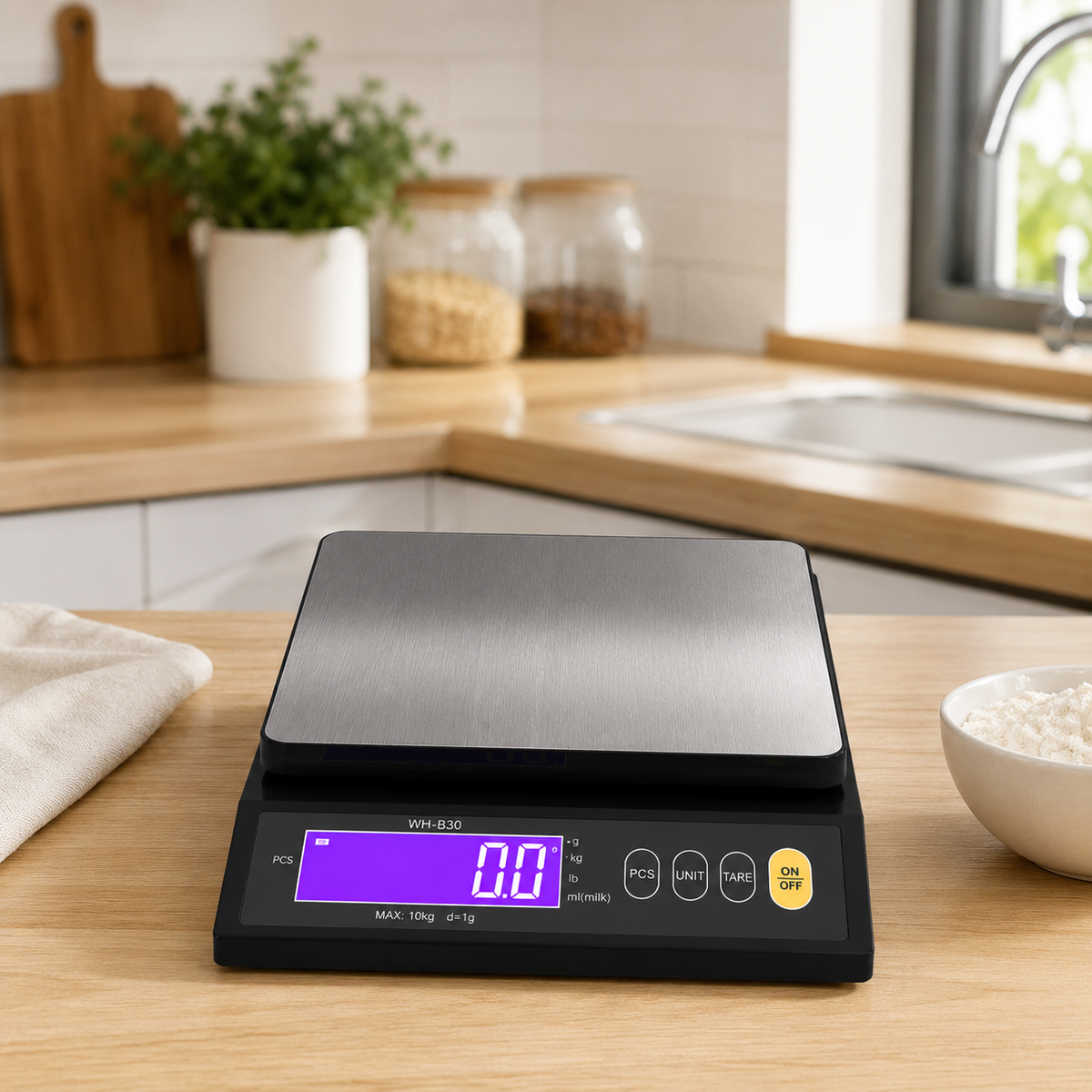 Balance de cuisine numérique acier inoxydable plan travail