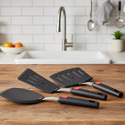 Ensemble de Spatule antiadhésives posée plan de travail 
