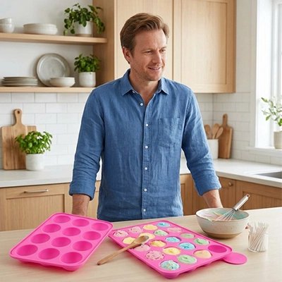 Moule silicone posé sur une table près homme 