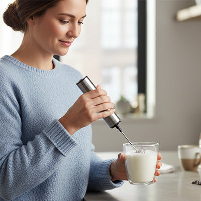 mousseur a lait crèmenuage préparation mousse lait onctueuse verre par femme